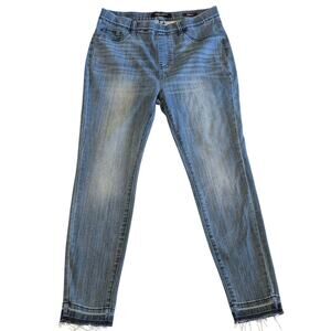 Judy Blue Skinny Fit Jeans Women 13/31 Blue Denim Raw Hem Pull On Style JB88746